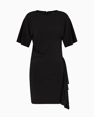 Emporio Armani - Dawn to Dusk stretch-jersey dress with flounce, Woman, Black, Size: