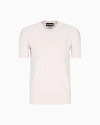 Emporio Armani - Jumper with ribbed and plain-and-purl knit, Woman, Pink, Size: