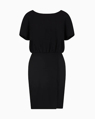 Emporio Armani - Technical cady dress with batwing sleeves , Woman, Black, Size: