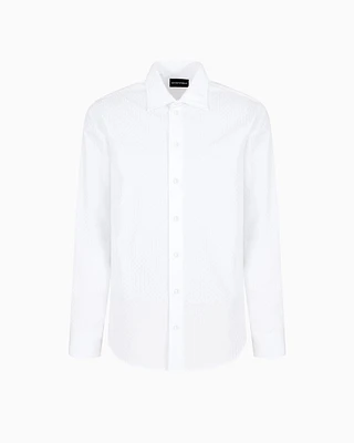 Emporio Armani - Shirt with all-over flocked print, Man, White, Size: