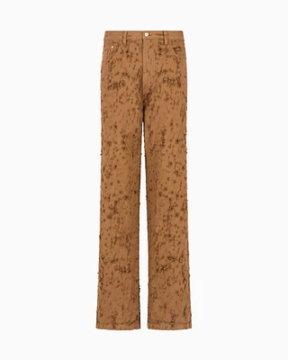 Emporio Armani - Canvas jeans with destroyed details, Man, Brown, Size: