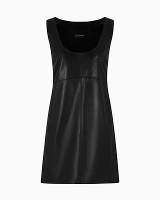 Emporio Armani - Aniline nappa lambskin round-neck dress, Woman, Black, Size: