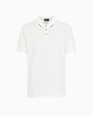 Emporio Armani - Jersey polo shirt with logo collar, Man, White, Size: