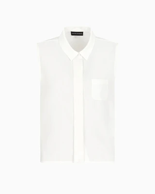 Emporio Armani - Fluid crêpe sleeveless blouse, Woman, White, Size:
