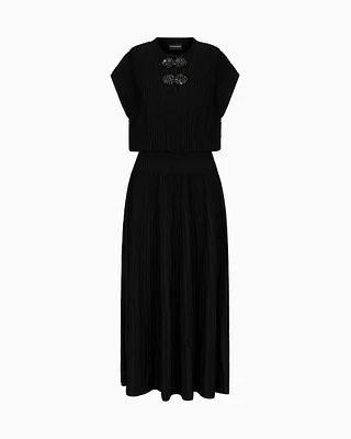 Emporio Armani - Ottoman long dress with jewel details, Woman, Black, Size: