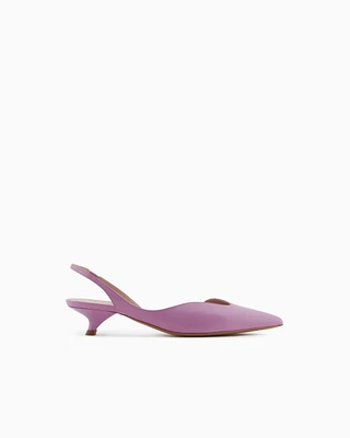 Emporio Armani - Brushed leather slingback court shoes, Woman, Pink, Size: