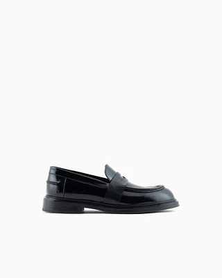Emporio Armani - Brushed leather loafers, Man, Black, Size: