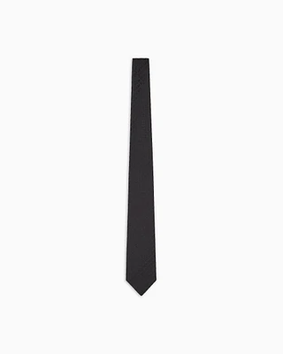 Emporio Armani - Pure silk tie with jacquard pattern, Man, Black, Size: TU