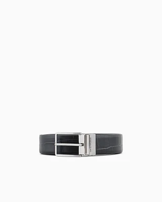 Emporio Armani - Belt in mock croc leather, Man, Black, Size: TU