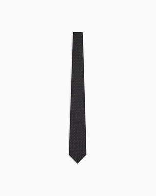 Emporio Armani - Pure silk tie with jacquard micro-pattern, Man, Black, Size: TU