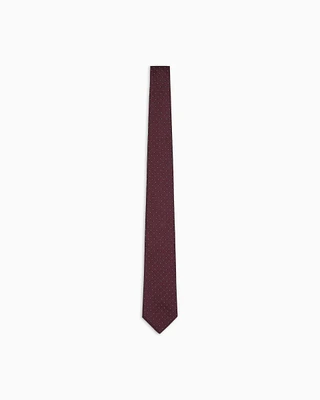 Emporio Armani - Pure silk tie with jacquard micro-pattern, Man, Burgundy, Size: TU