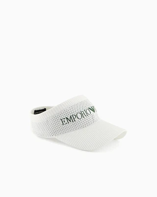 Emporio Armani - Knit visor with oversized logo, Boy, White, Size: