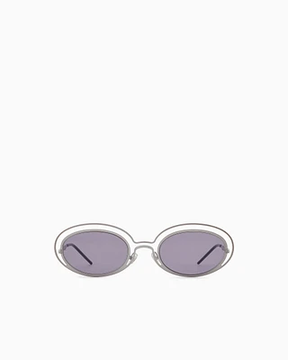 Emporio Armani - Women’s oval sunglasses, Woman, Grey, Size: 52L