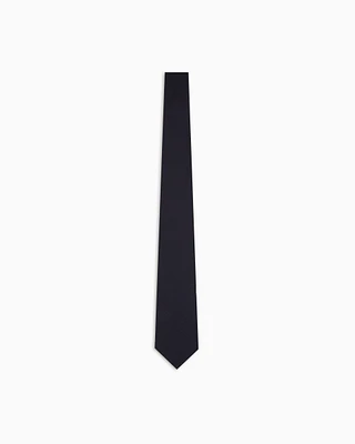 Emporio Armani - Pure silk tie with jacquard monogram, Man, Blue, Size: TU