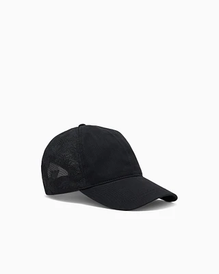 Emporio Armani - Baseball cap with mesh back with all-over eagle embroidery, Woman, Black, Size: TU