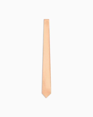 Emporio Armani - Pure silk tie with jacquard micro-check pattern, Man, Orange, Size: TU