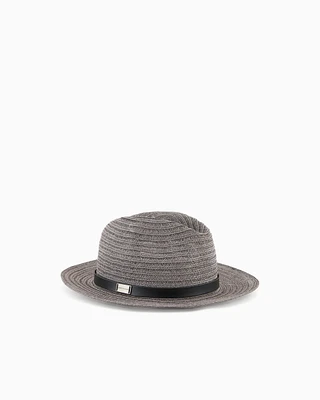 Emporio Armani - Braided hemp hat with band, Woman, Grey, Size:
