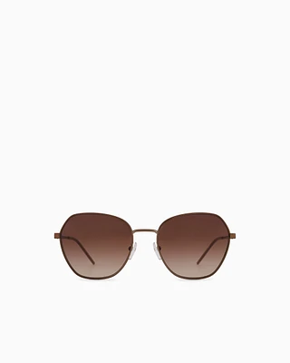Emporio Armani - Women’s irregular-shaped sunglasses, Woman, Beige, Size: 55L