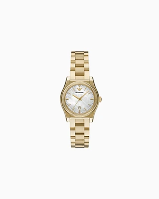 Emporio Armani -  Three-Hand Date Gold-Tone Stainless Steel Watch, Woman, Multicoloured, Size: TU
