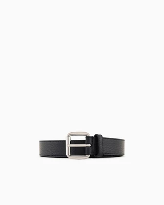 Emporio Armani - Smooth leather belt, Man, Black, Size: