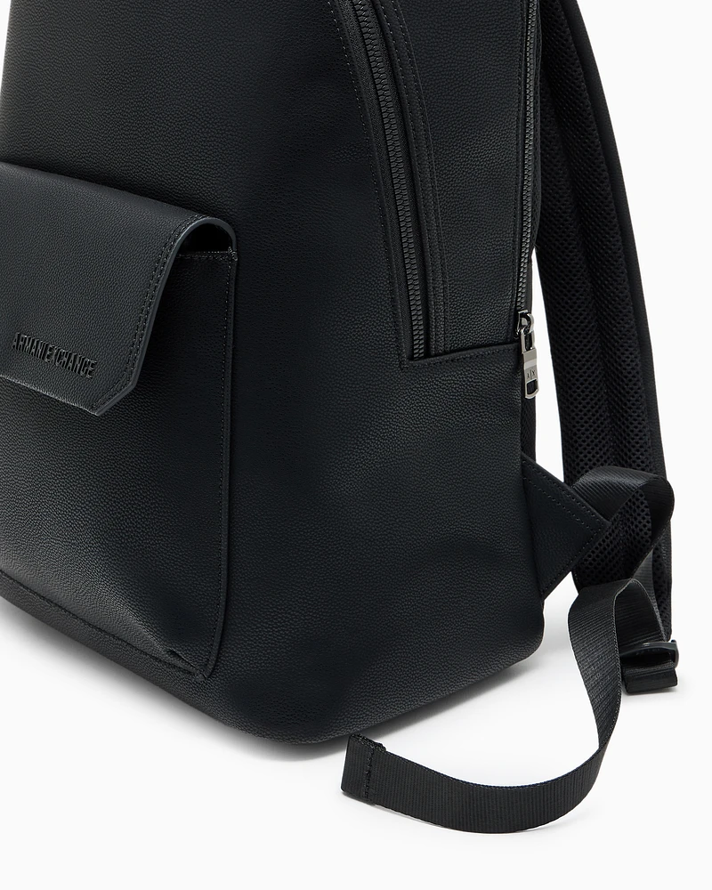 Armani Exchange - Shiny effect backpack with pocket, Man, Black, Size: TU