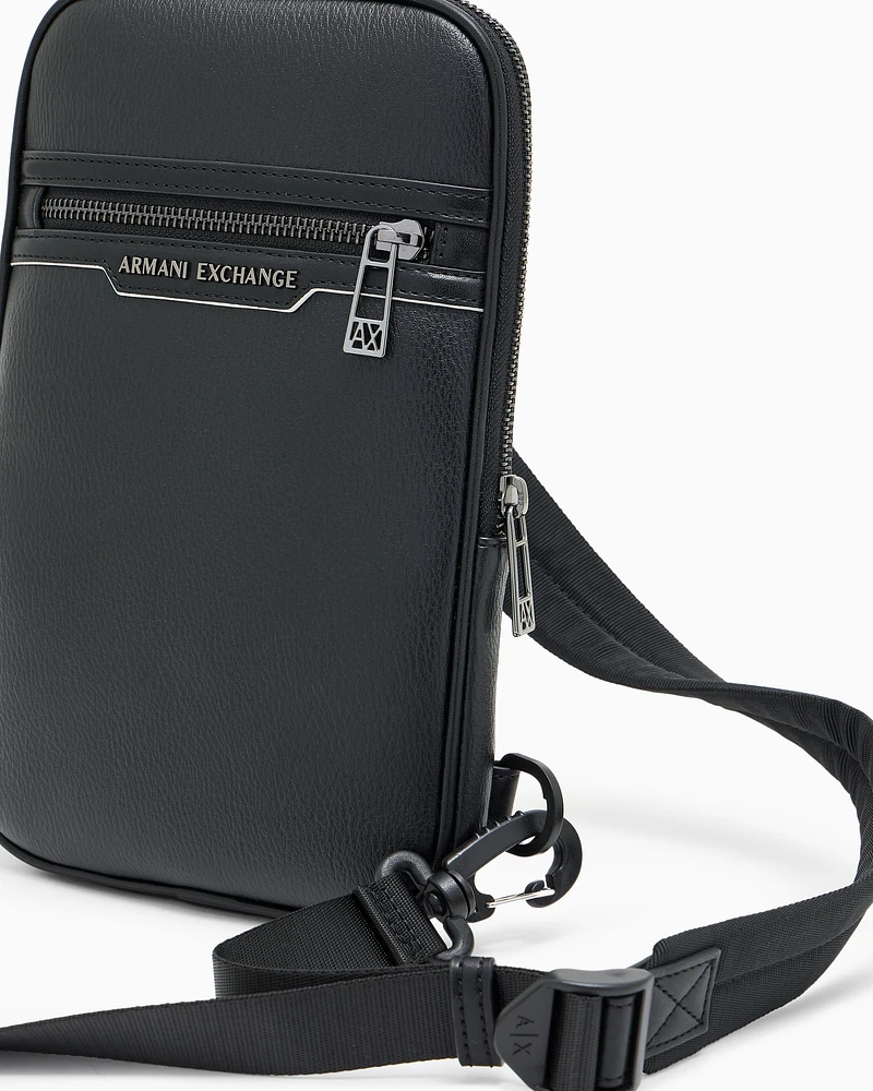 Armani Exchange - One-shoulder bag with shiny effect, Man, Black, Size: TU