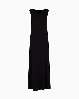 Emporio Armani - ASV recycled viscose micro stud logo beachwear dress, Woman, Black, Size: