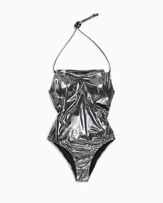 Emporio Armani - ASV recycled foil fabric padded one-piece swimsuit, Woman, Gold, Size: