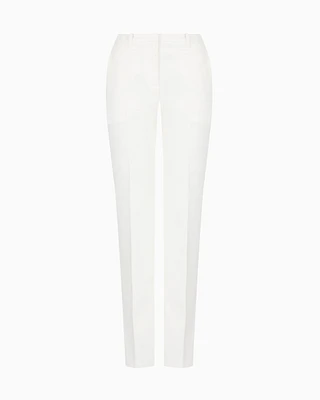 Emporio Armani - Compact stretch cotton trousers , Woman, White, Size: