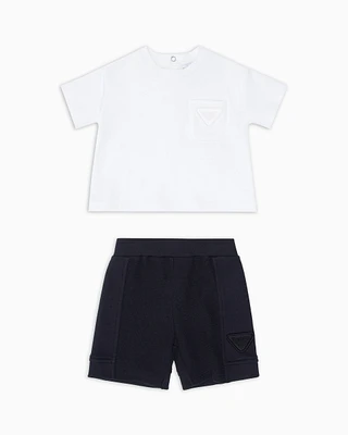 Emporio Armani - T-shirt and shorts set with eagle embroidery, Boy, Two-tone, Size: