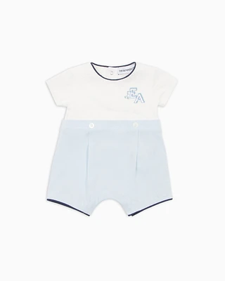 Emporio Armani - Jersey romper suit with EA logo, Unisex Junior, Light Blue, Size: