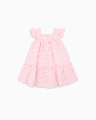 Emporio Armani - Gingham seersucker cotton dress, Girl, Pink, Size: