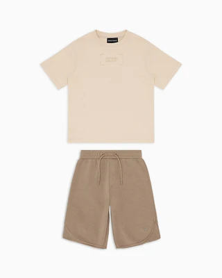 Emporio Armani - T-shirt and Bermuda shorts set with embroidered logo, Boy, Size: