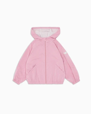 Emporio Armani - Nylon hooded blouson with all-over eagle, Boy, Pink, Size: