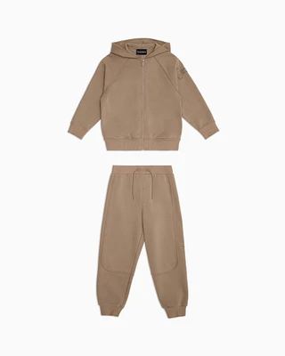 Emporio Armani - Tracksuit with zip-up, hooded sweatshirt and joggers, Boy, Beige, Size: