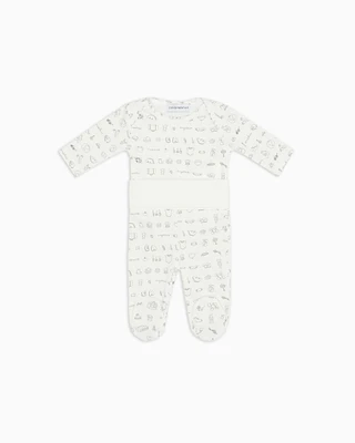 Emporio Armani - Bodysuit and footed trousers gift set Tendresse printed jersey, Boy, Beige, Size: