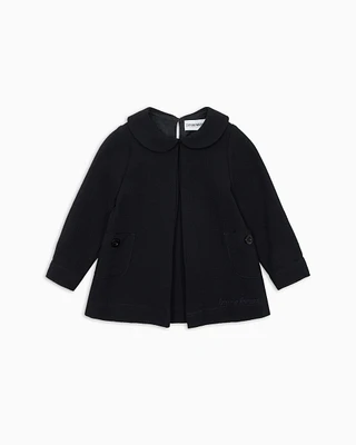 Emporio Armani - Wool and viscose-blend dress with Peter Pan collar, front opening and pleats, Girl, Blue, Size: 6M
