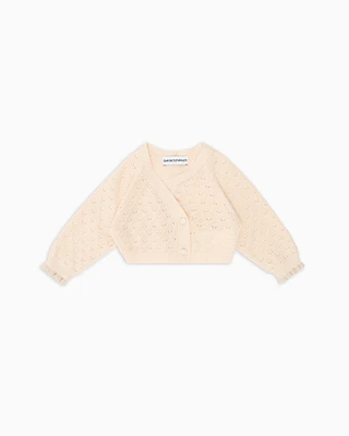Emporio Armani - Special Occasion knit cache-coeur with openwork motif, Girl, Beige, Size: