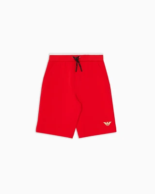Emporio Armani - double-jersey drawstring shorts with embroidery, Boy, Red, Size: