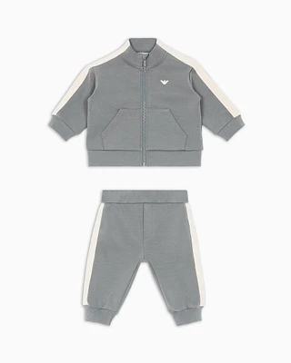 Emporio Armani - Interlock double-jersey tracksuit featuring a sweatshirt and joggers with logo tape, Boy, Green, Size: