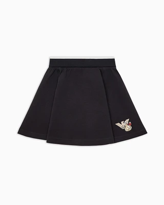 Emporio Armani - double-jersey skirt with elasticated waist and embroidery, Girl, Navy Blue, Size: