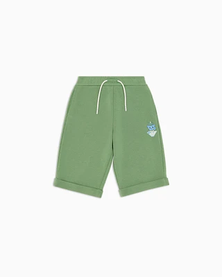 Emporio Armani - ASV loose-fit organic jersey Bermuda shorts with Manga Bear Crew print, Boy, Green, Size: