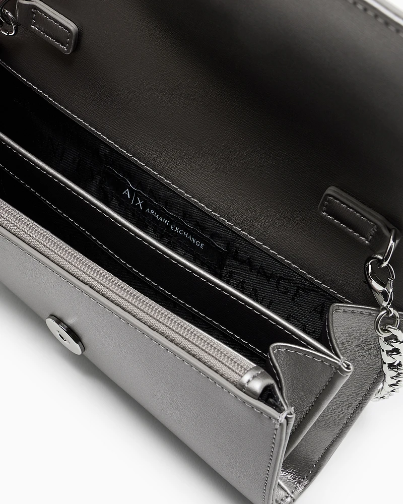 Armani Exchange - Wallet on chain with ASV logo, Woman, Silver, Size: TU