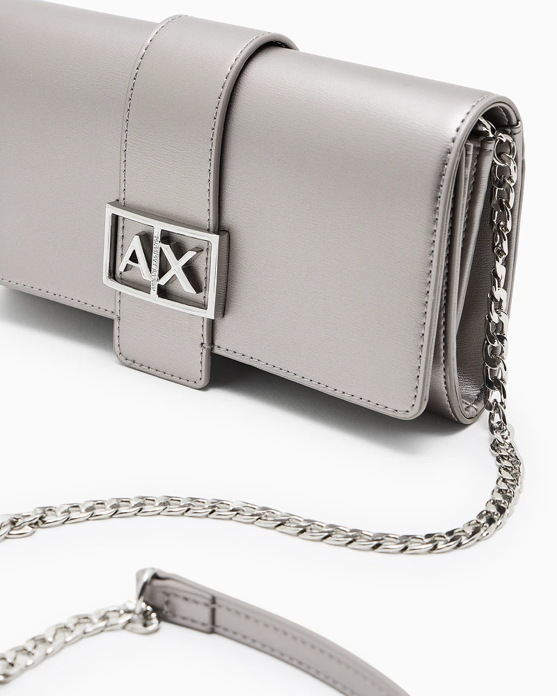 Armani Exchange - Wallet on chain with ASV logo, Woman, Silver, Size: TU