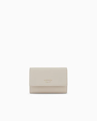 Emporio Armani - MyEA bifold wallet with deer print, Woman, Beige, Size: TU