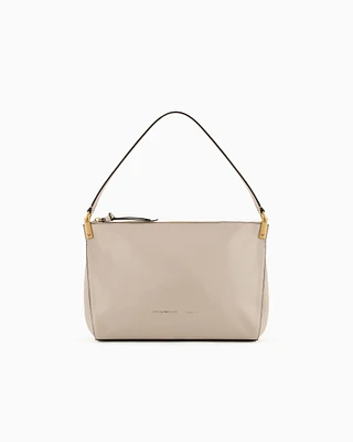 Emporio Armani - Medium handbag in smooth leather, Woman, Beige, Size: TU