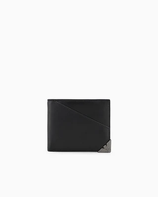 Emporio Armani - Premium vegetable-tanned leather bifold wallet, Man, Black, Size: TU