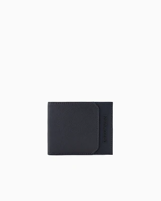 Emporio Armani - Saffiano and nylon bifold wallet, Man, Navy Blue, Size: TU