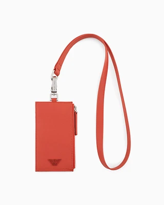 Emporio Armani - ASV regenerated Saffiano card holder with shoulder strap, Man, Red, Size: TU