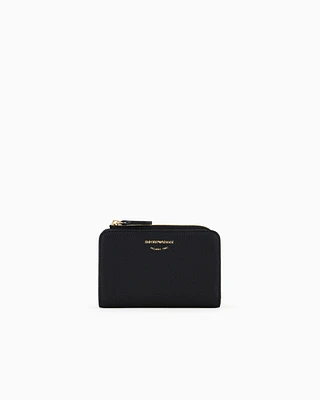 Emporio Armani - Deer-print MyEA wallet with coin purse, Woman, Black, Size: TU